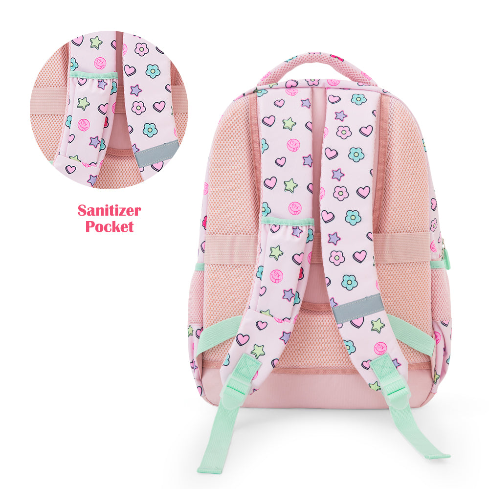 Eazy Kids Personalized 17”School Bag Set of 3- Backpack, Lunch Bag & Pencil Case,Laptop Compartment -Always Believe - Pink