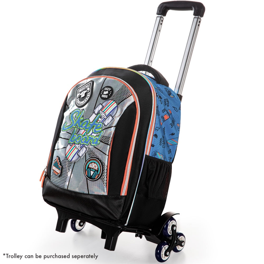 EAZY KIDS 17 inch Set of 3 Backpack w/Lunch Bag and Pencil Case - Skate Board