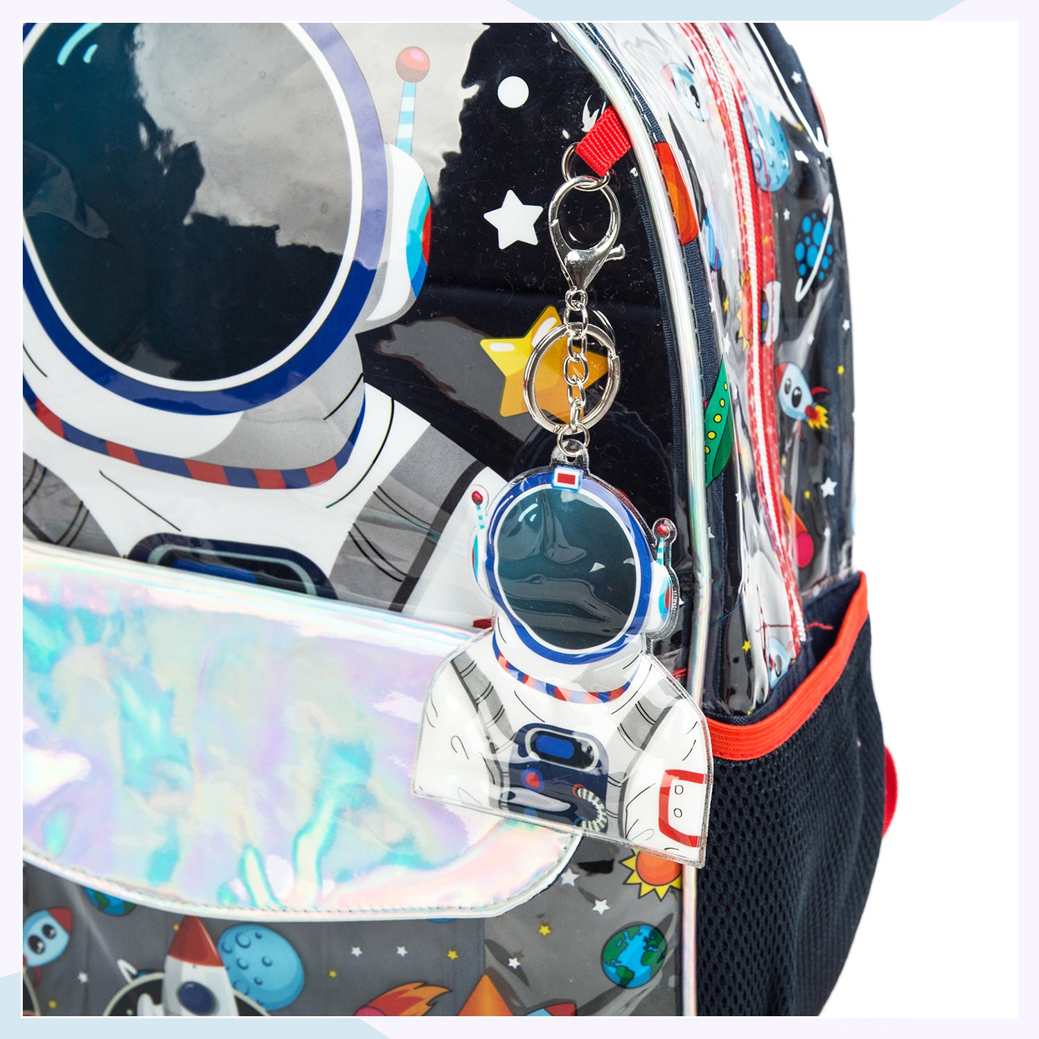 EAZY KIDS - 16 inch School Bag Lunch Bag Pencil Case Set of 3 - Astronaut - Blue