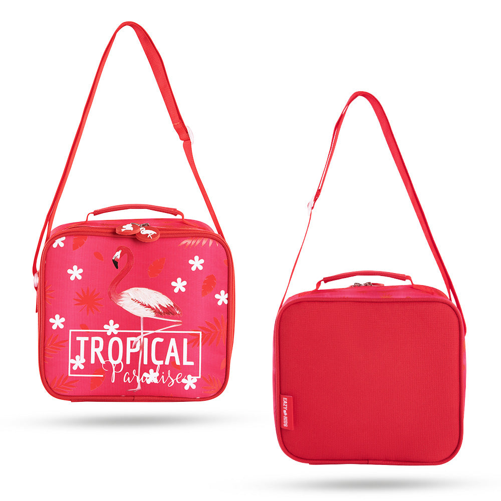 EAZY KIDS 17Inch Set of 3 School Bag with Lunch Bag and Pencil Case Tropical - Pink
