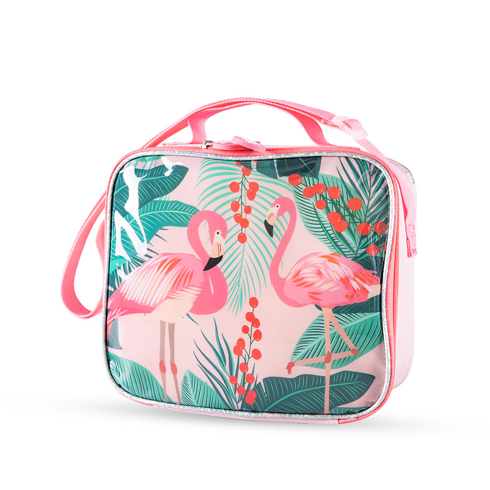 مجموعة من 5 حقائب مدرسية بعجلات من إيزي كيدز، مقاس 17 بوصة، مع حقيبة غداء، وحافظة أقلام، وصندوق غداء، وزجاجة مياه استوائية - وردي