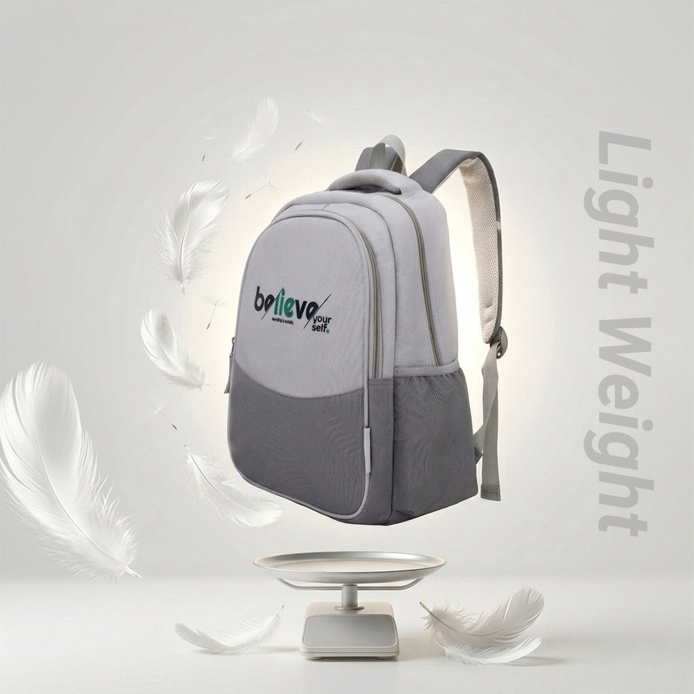 Eazy Kids 15.3” Lightweight School Backpack for Kids – Believe Yourself Design, Grey