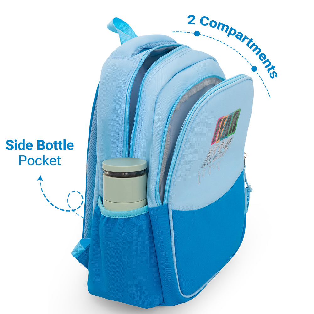 Eazy Kids 15.3” Lightweight School Backpack for Kids – Fearless Design, Blue