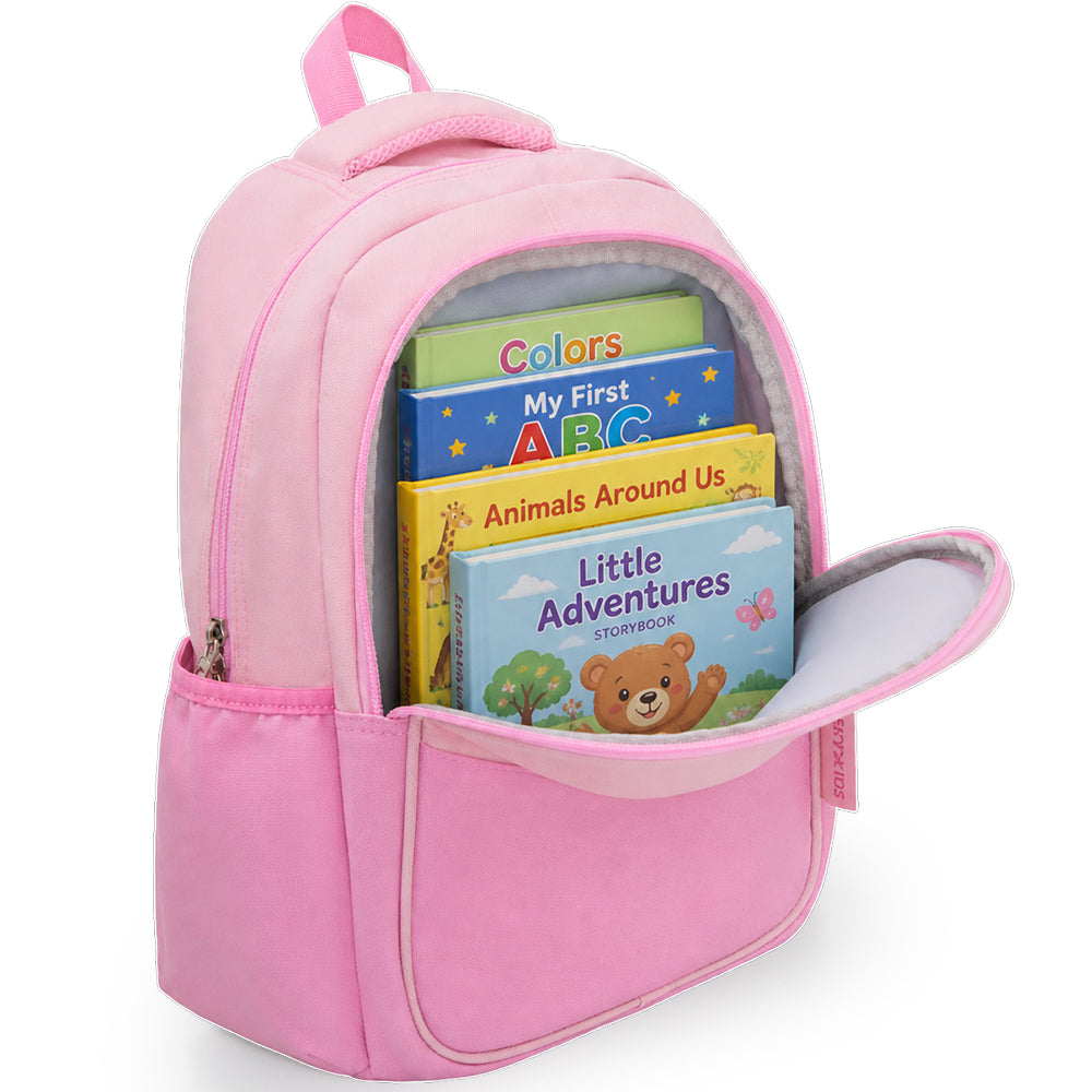 Eazy Kids Personalized 15.3” Lightweight School Backpack for Kids – Good Vibes Only Design, Pink