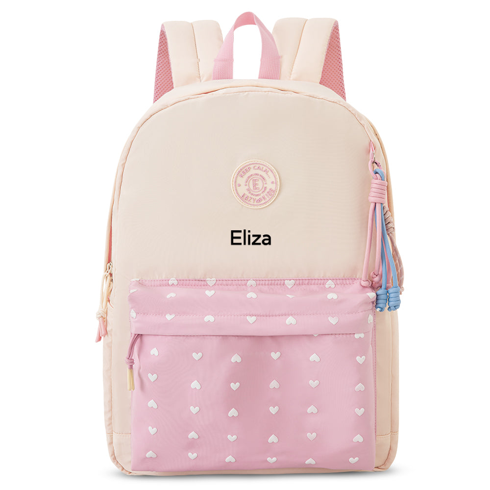 Eazy Kids Personalized 16.5” School Backpack with Laptop Compartment – Lightweight Design, Blush Rush