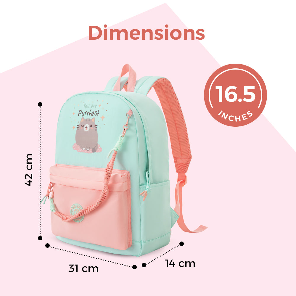 Eazy Kids 16.5” School Backpack with Laptop Compartment – Lightweight Design, Purrfect Dreams