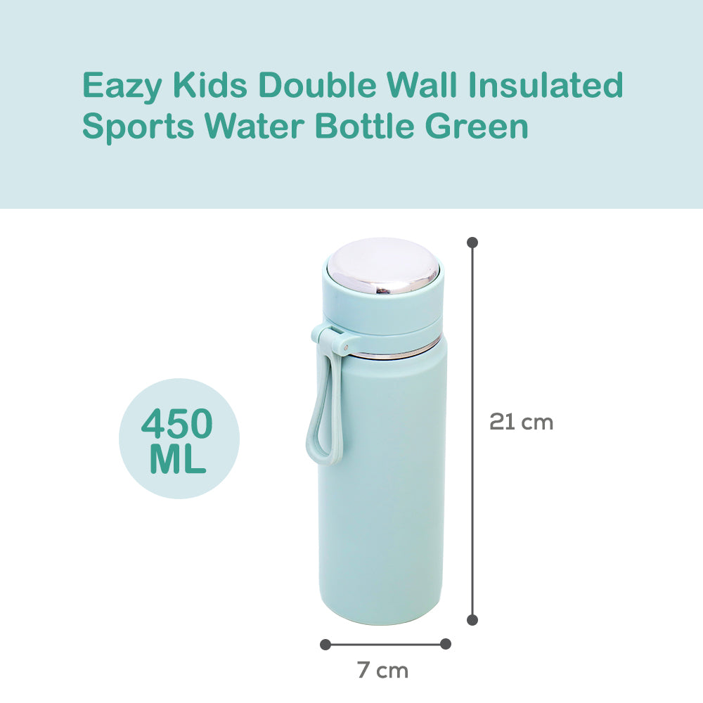 EAZY KIDS Insulated Sports Water Bottle - Green, 450ml