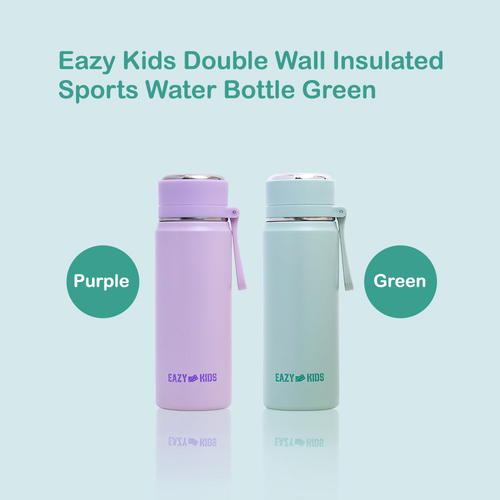 EAZY KIDS Insulated Sports Water Bottle - Green, 450ml