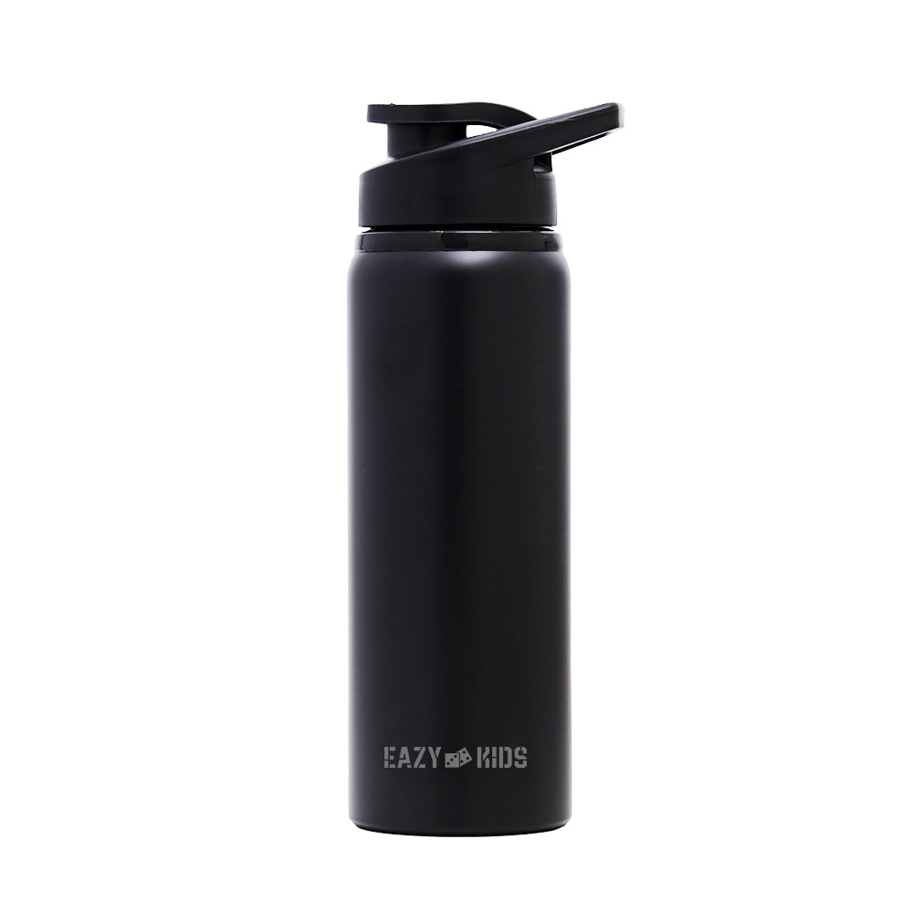 EAZY KIDS Stainless Steel Sports Water Bottle - Black, 700ml