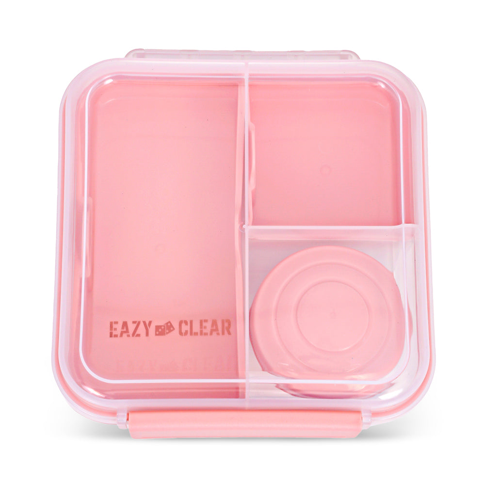 EAZY KIDS 3/4/5 Compartment Convertible 1250ml Bento Lunch Box with 150ml Gravy Bowl - Pink