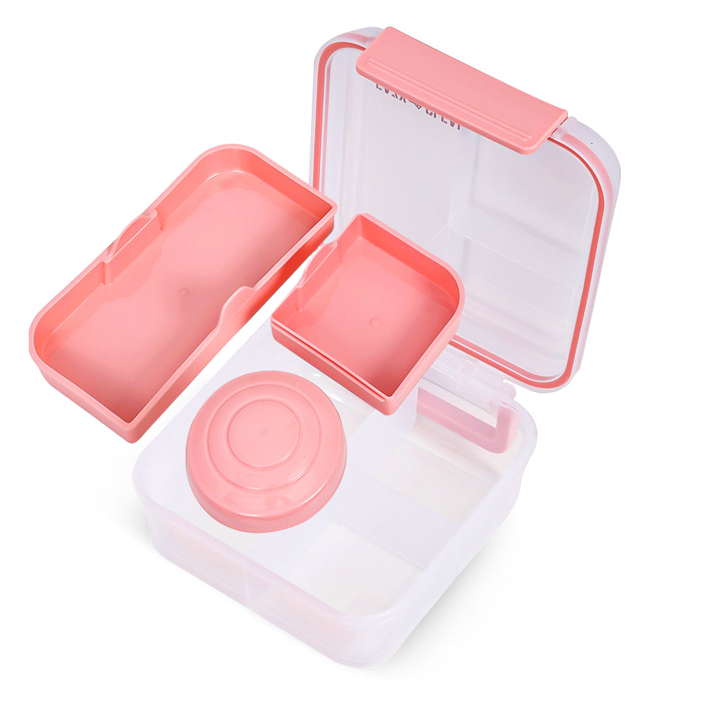 EAZY KIDS 3/4/5 Compartment Convertible 1250ml Bento Lunch Box with 150ml Gravy Bowl - Pink