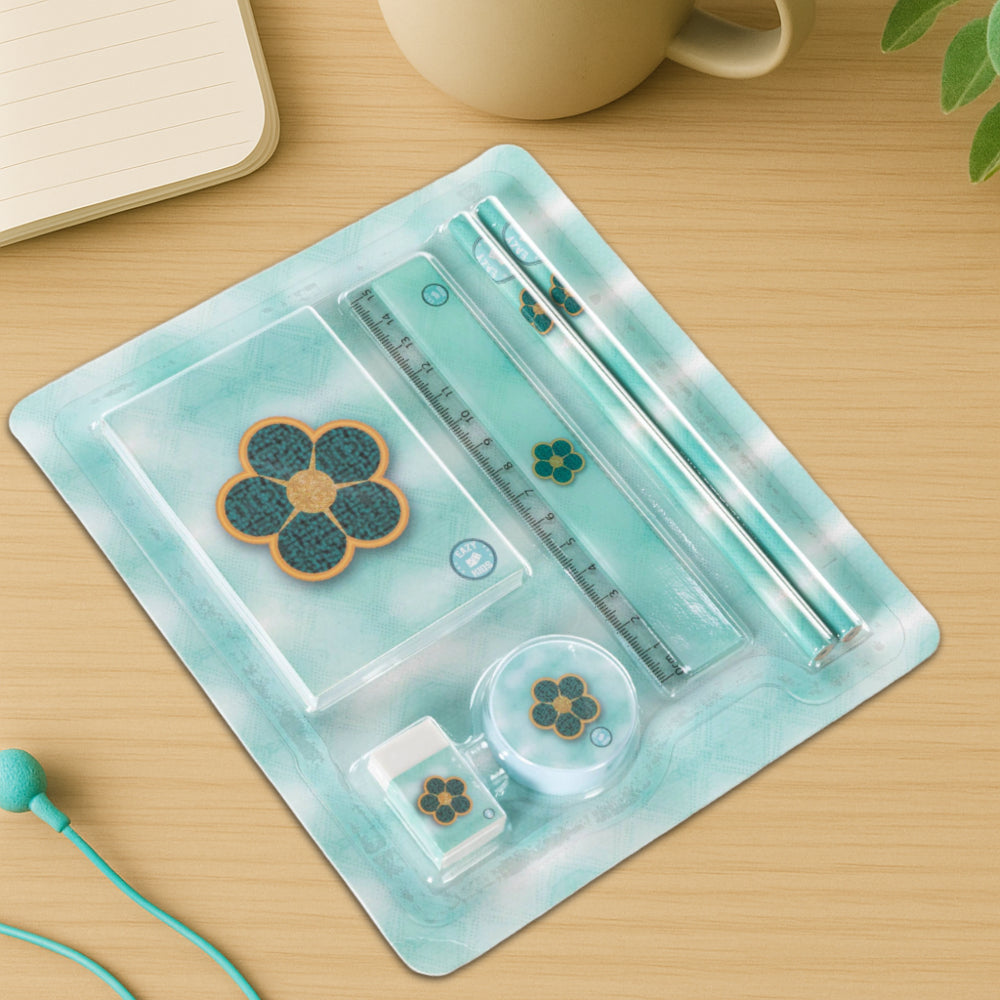 Eazy Kids Stationary Set - Daisy Flower Green