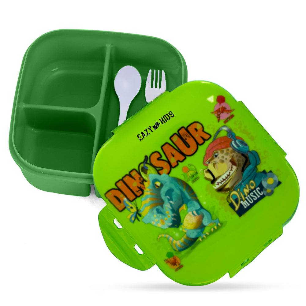 EAZY KIDS Square 1000ml Bento Lunch Box Dino - Green