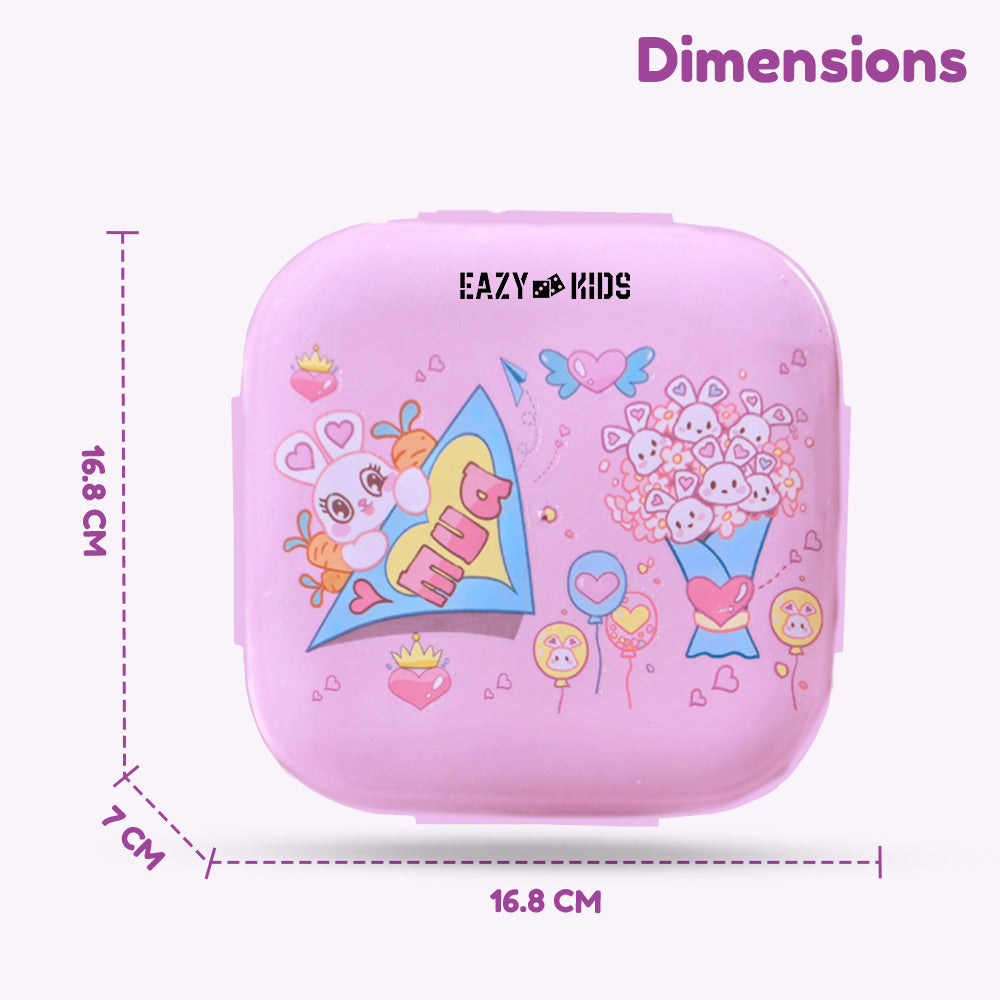 EAZY KIDS Square 1000ml Bento Lunch Box - Love Pink