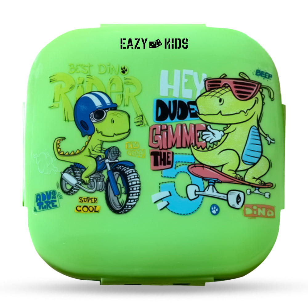 EAZY KIDS Square 1000ml Bento Lunch Box T-Rex - Green