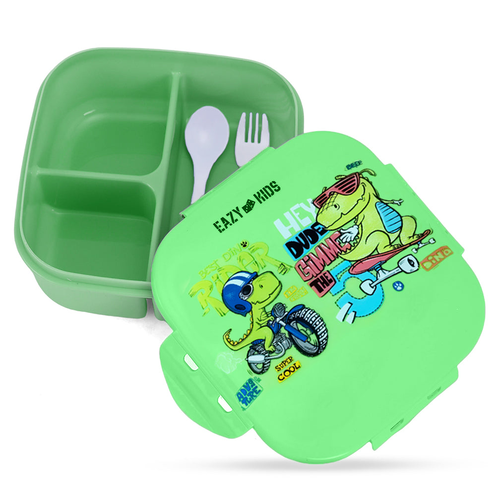 EAZY KIDS Square 1000ml Bento Lunch Box T-Rex - Green
