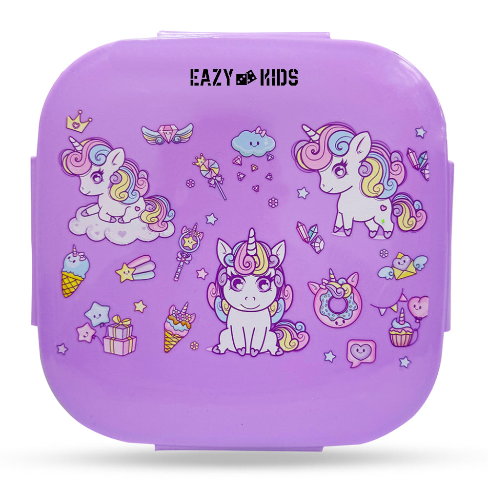 EAZY KIDS Square 1000ml Bento Lunch Box - Unicorn Purple