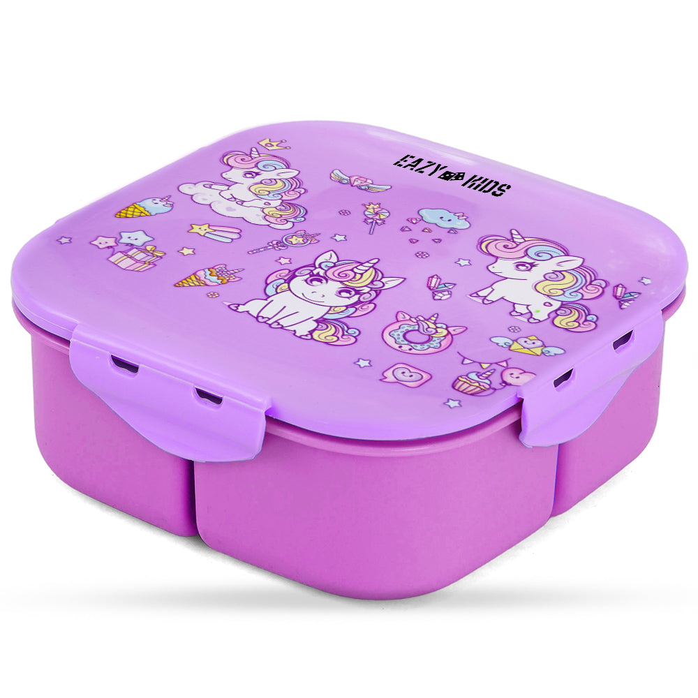 EAZY KIDS Square 1000ml Bento Lunch Box - Unicorn Purple