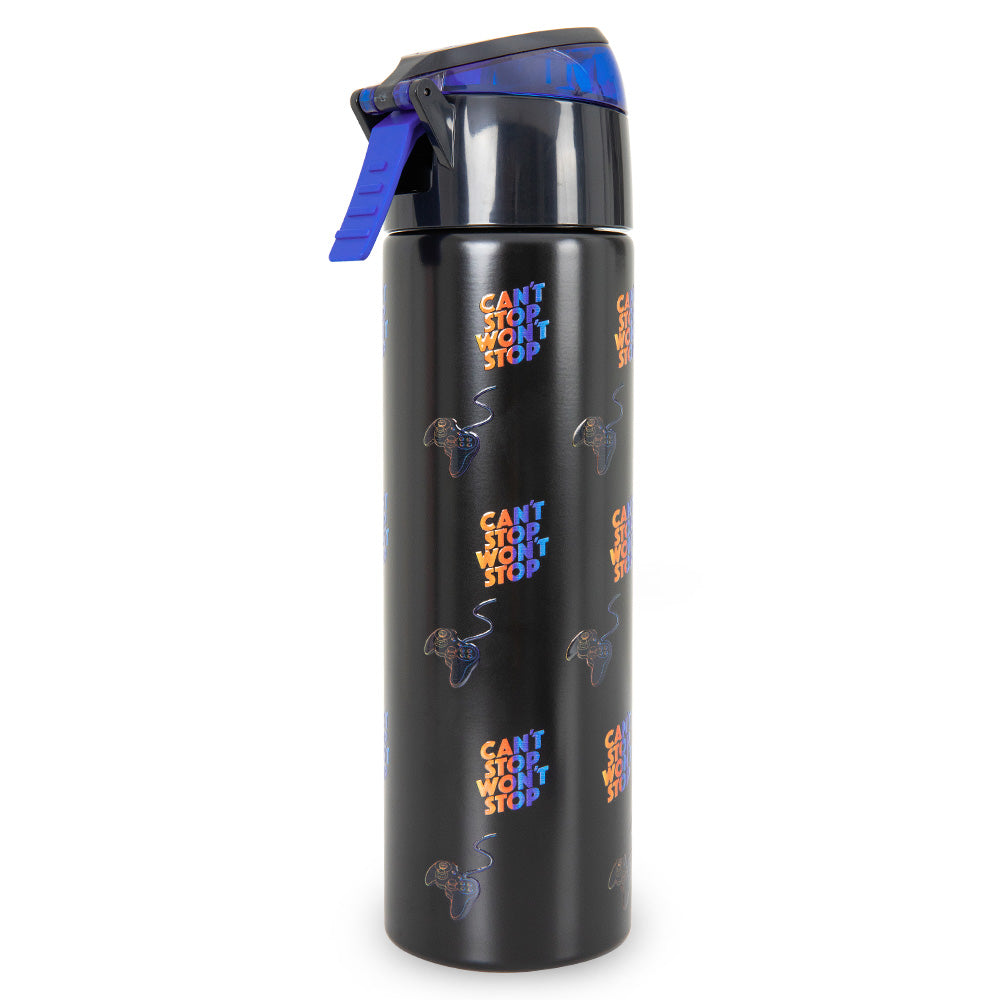 Eazy Kids - Insulated Stainless Steel Water Bottle w/Spray , Gamer 640ml Black