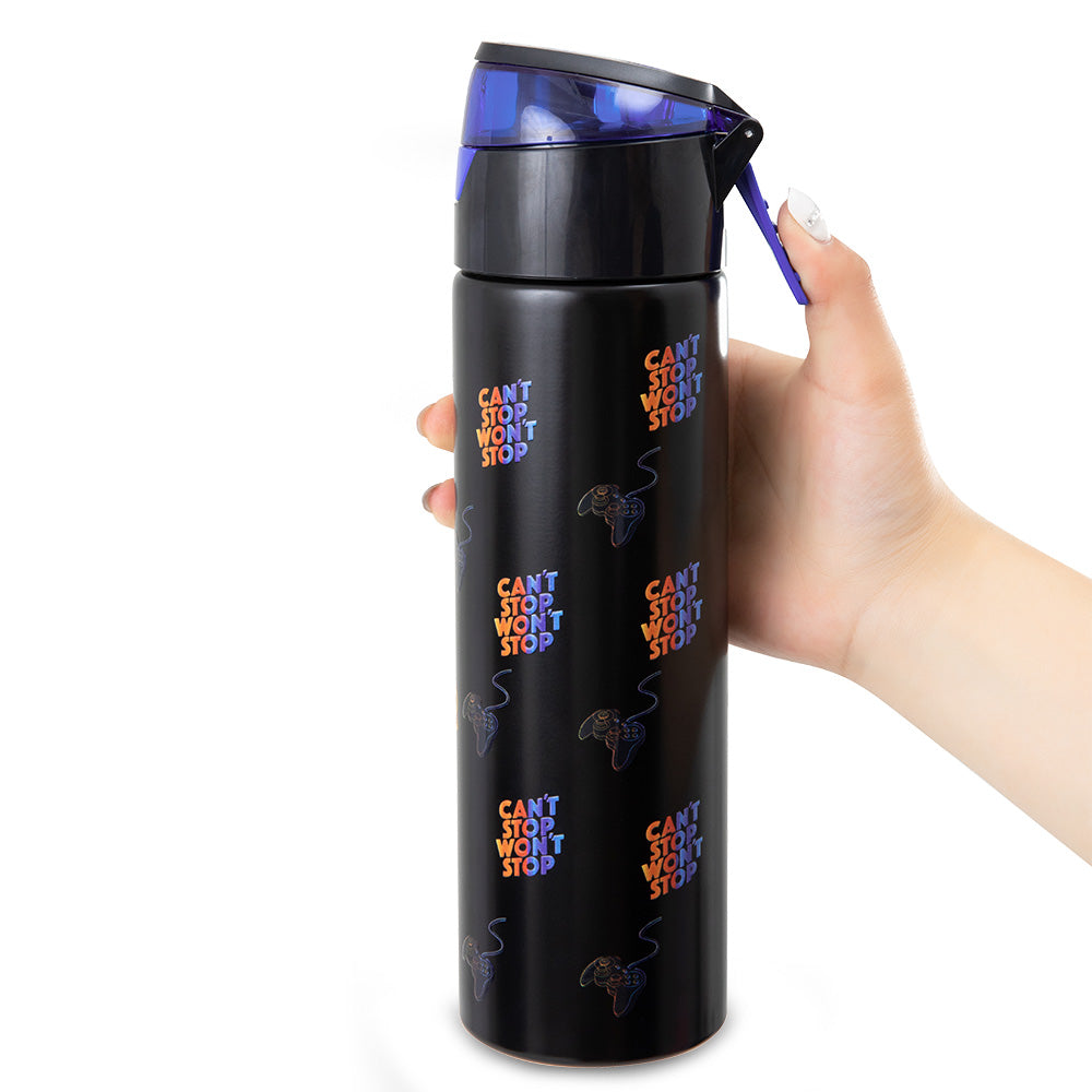 Eazy Kids Personalized - Insulated Stainless Steel Water Bottle w/Spray , Gamer 640ml Black