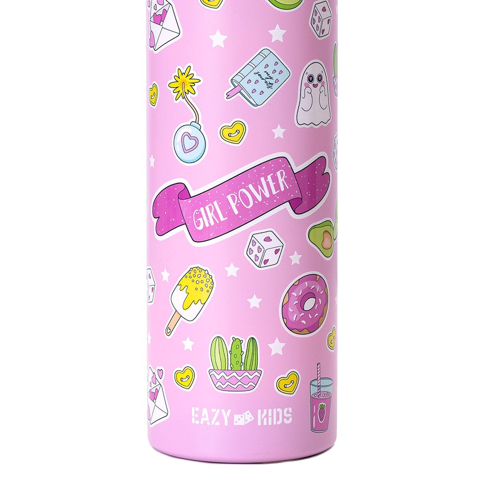 EAZY KIDS Insulated Steel Water Bottle w/Spray Pink - 640ml