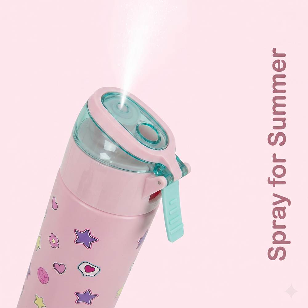 Eazy Kids - Insulated Stainless Steel Water Bottle w/Spray, Always Believe 640ml - Pink