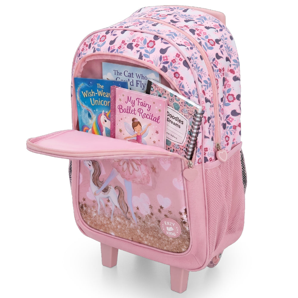 Eazy Kids Set of 5 Trolley 16" School Bag Combo - Ballet Pink