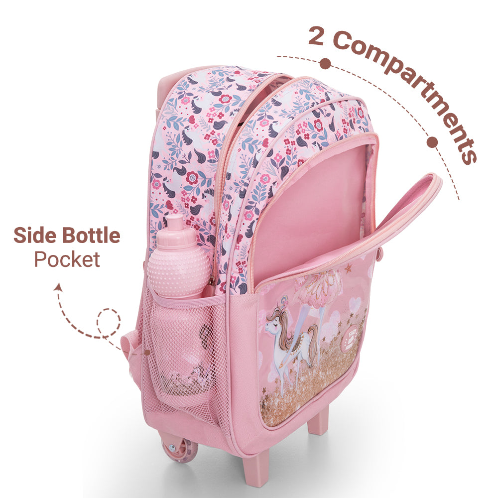 Eazy Kids Set of 5 Trolley 16" School Bag Combo - Ballet Pink