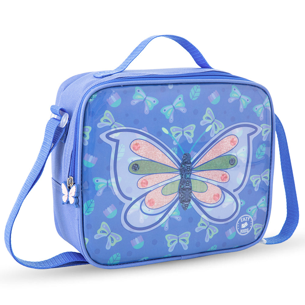 Eazy Kids 17” Trolley School Bag 5-in-1 with Wheels – Backpack, Lunch Bag, Water Bottle, Lunch Box & Pencil Case, Blue