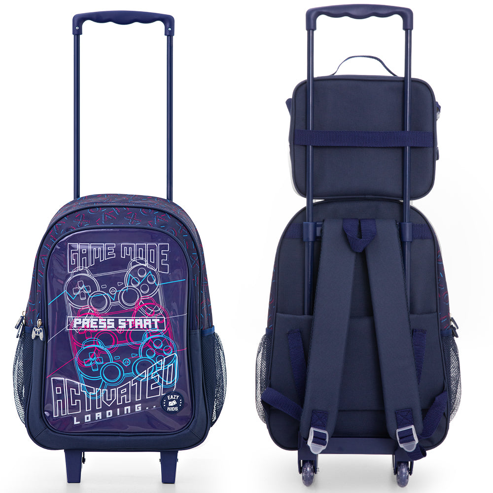 Eazy Kids Set of 5 Trolley 16" School Bag Combo - Game Mode black