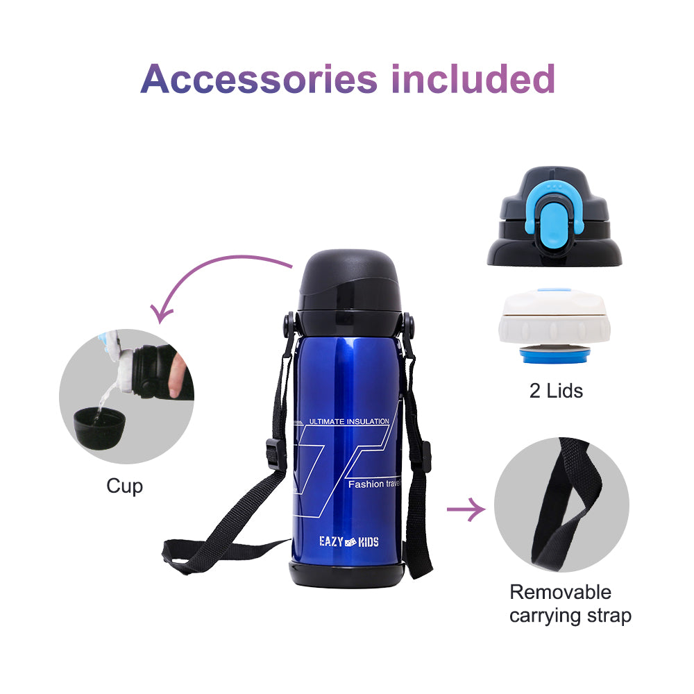 EAZY KIDS Insulated School Water Bottle - Blue, 800ml