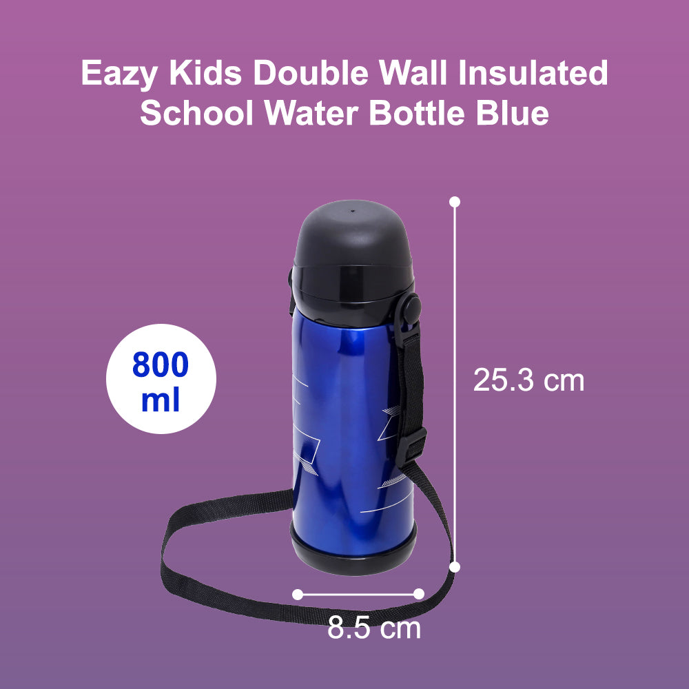 EAZY KIDS Insulated School Water Bottle - Blue, 800ml