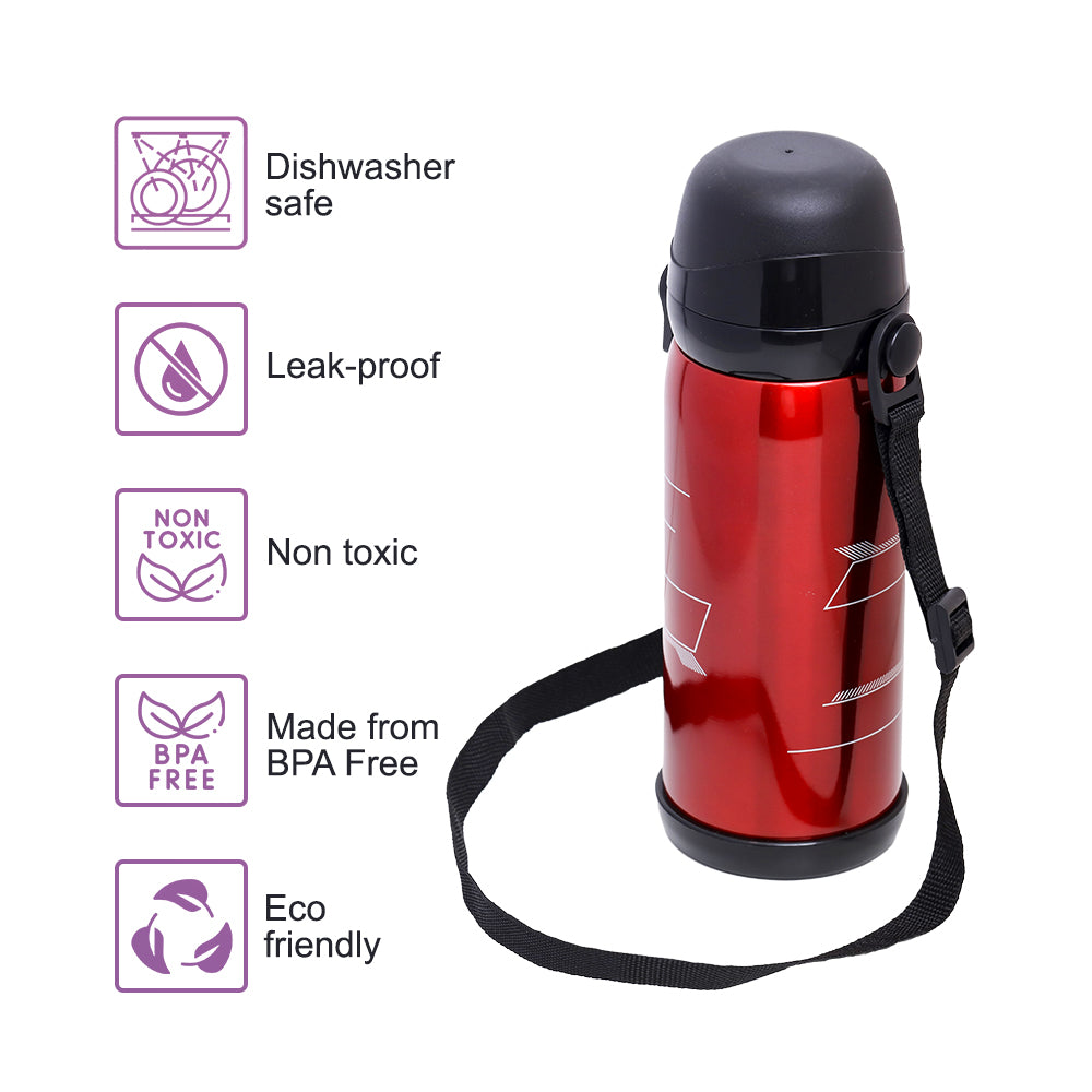 EAZY KIDS Insulated School Water Bottle - Red, 800ml