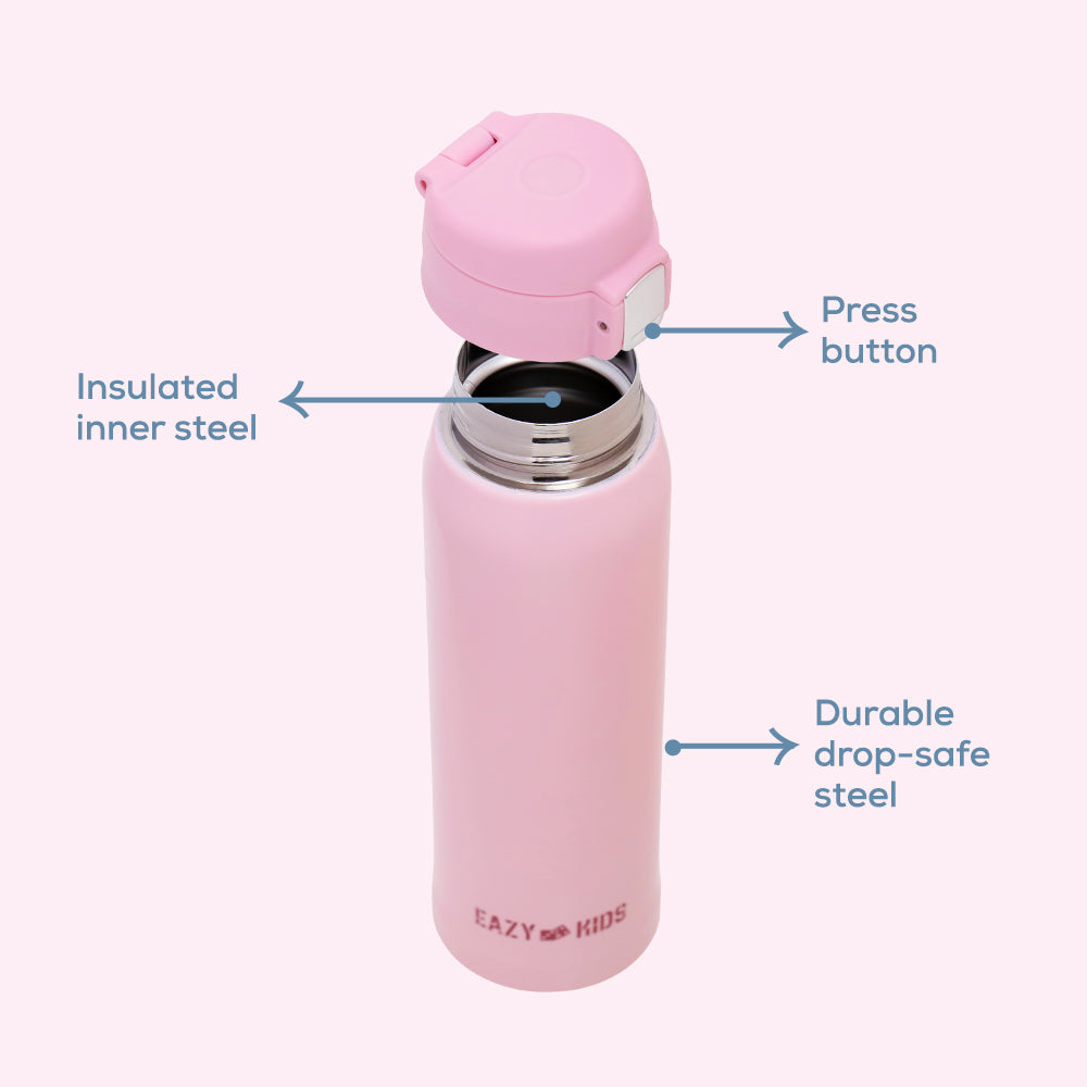 EAZY KIDS Insulated Travel Water Bottle - Pink, 500ml