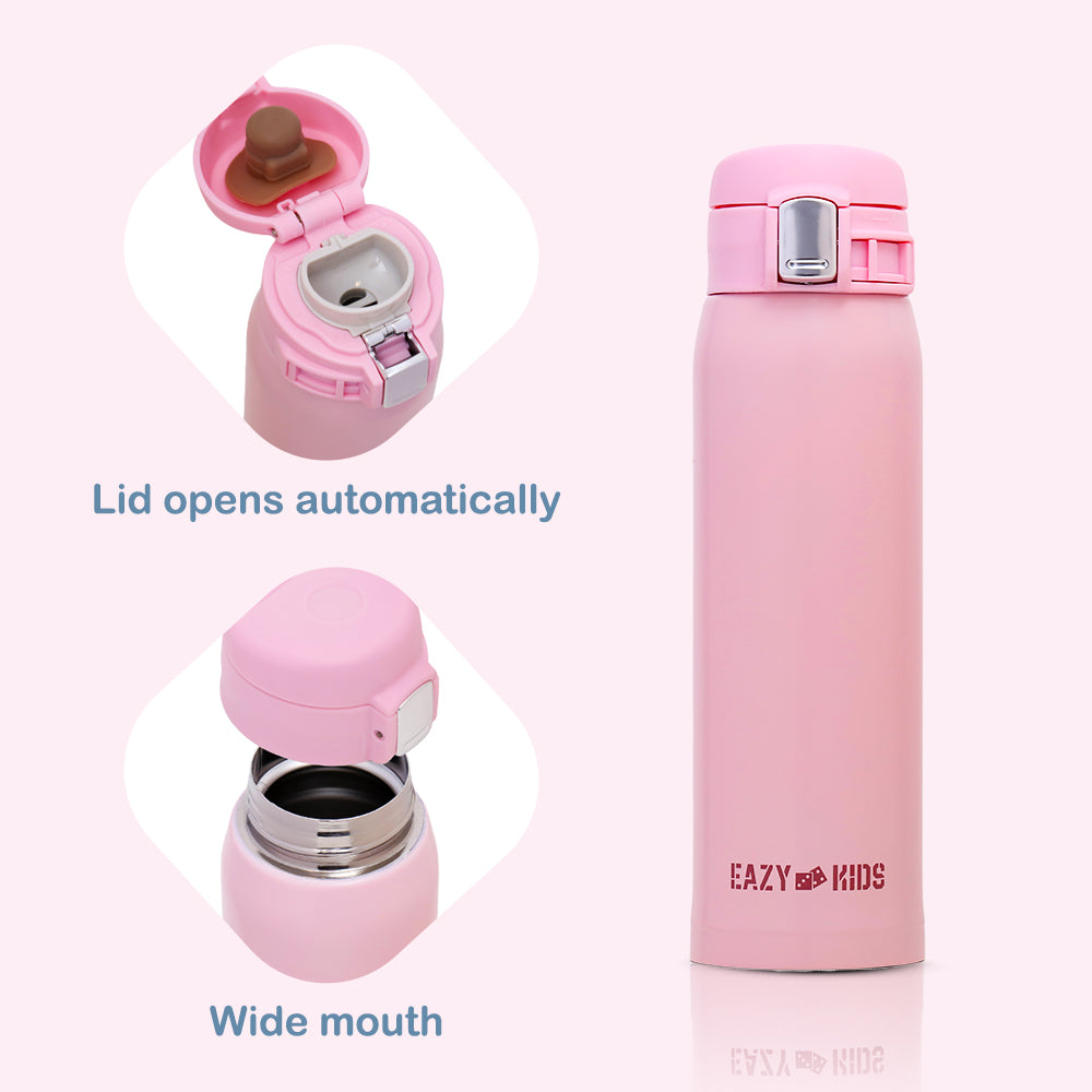 EAZY KIDS Insulated Travel Water Bottle - Pink, 500ml