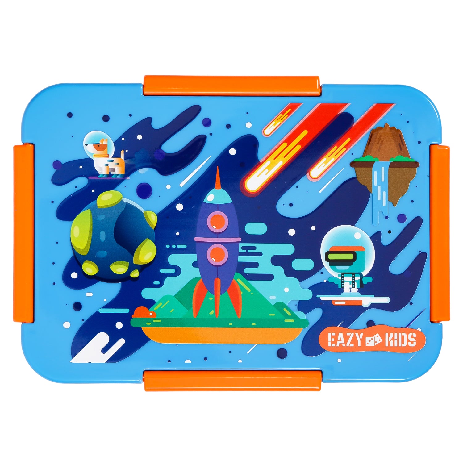 EAZY KIDS Lunch Box Set, Space - Blue
