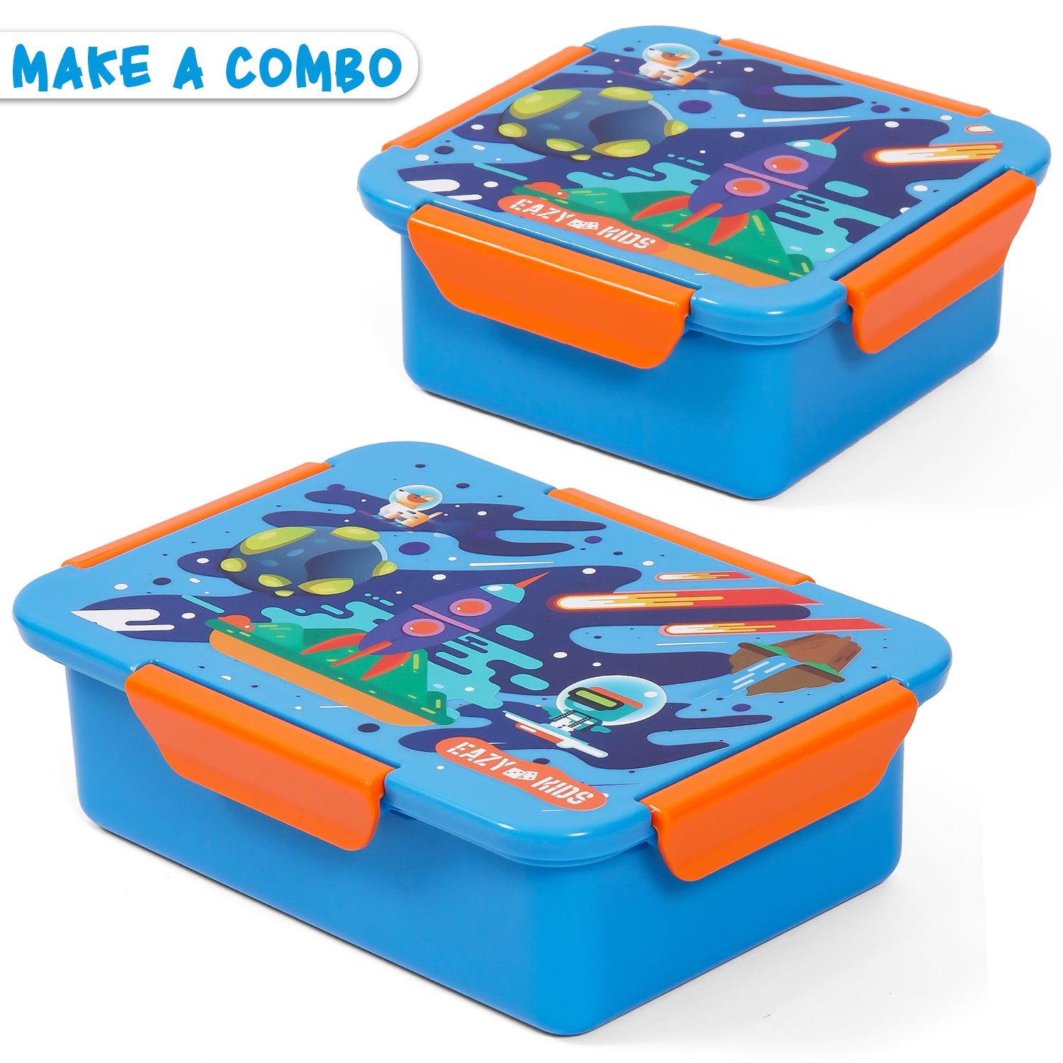 EAZY KIDS 1/2/3/4 Compartment Convertible Bento Lunch Box Space - Blue 850ml