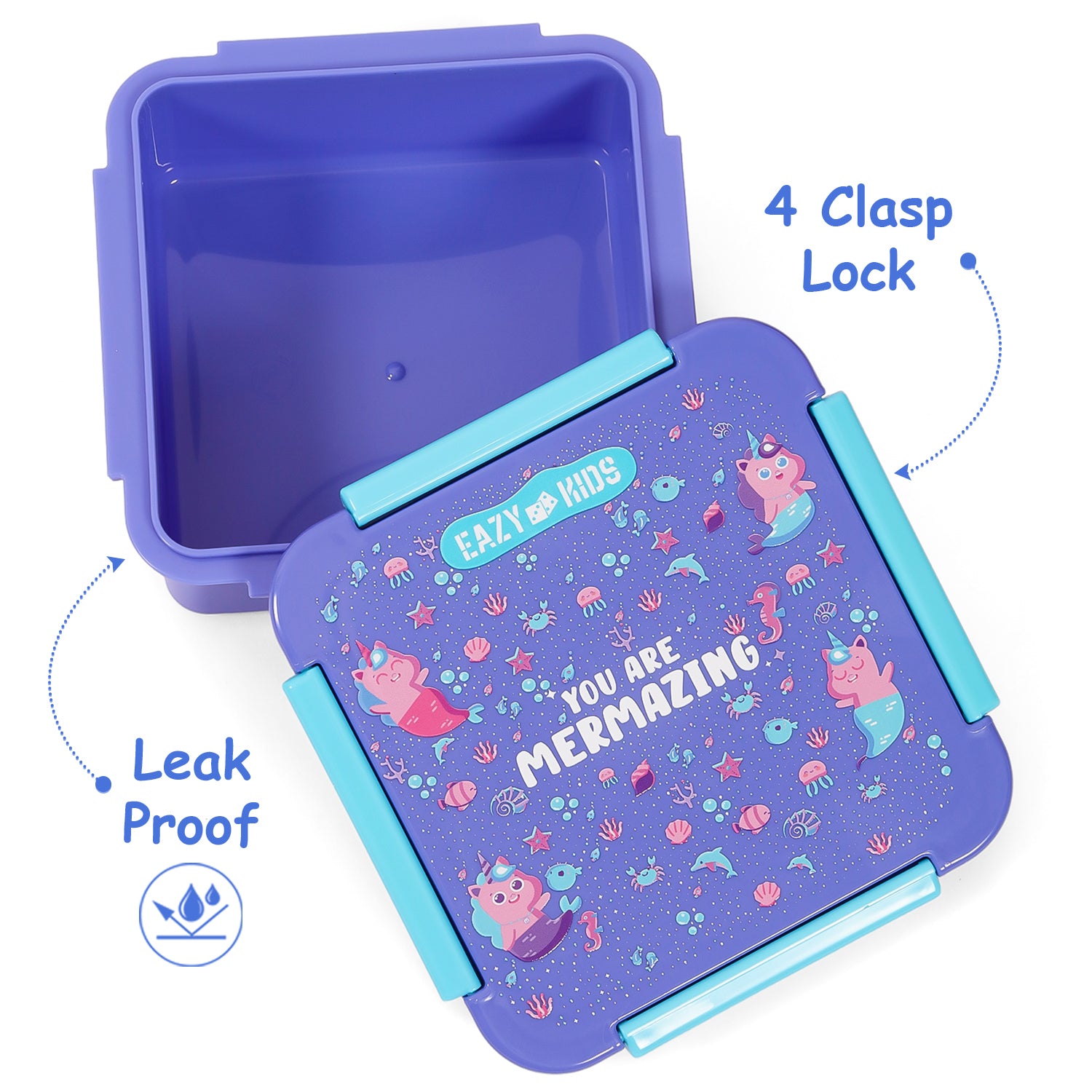 EAZY KIDS Lunch Box, Mermaid - Purple, 650ml