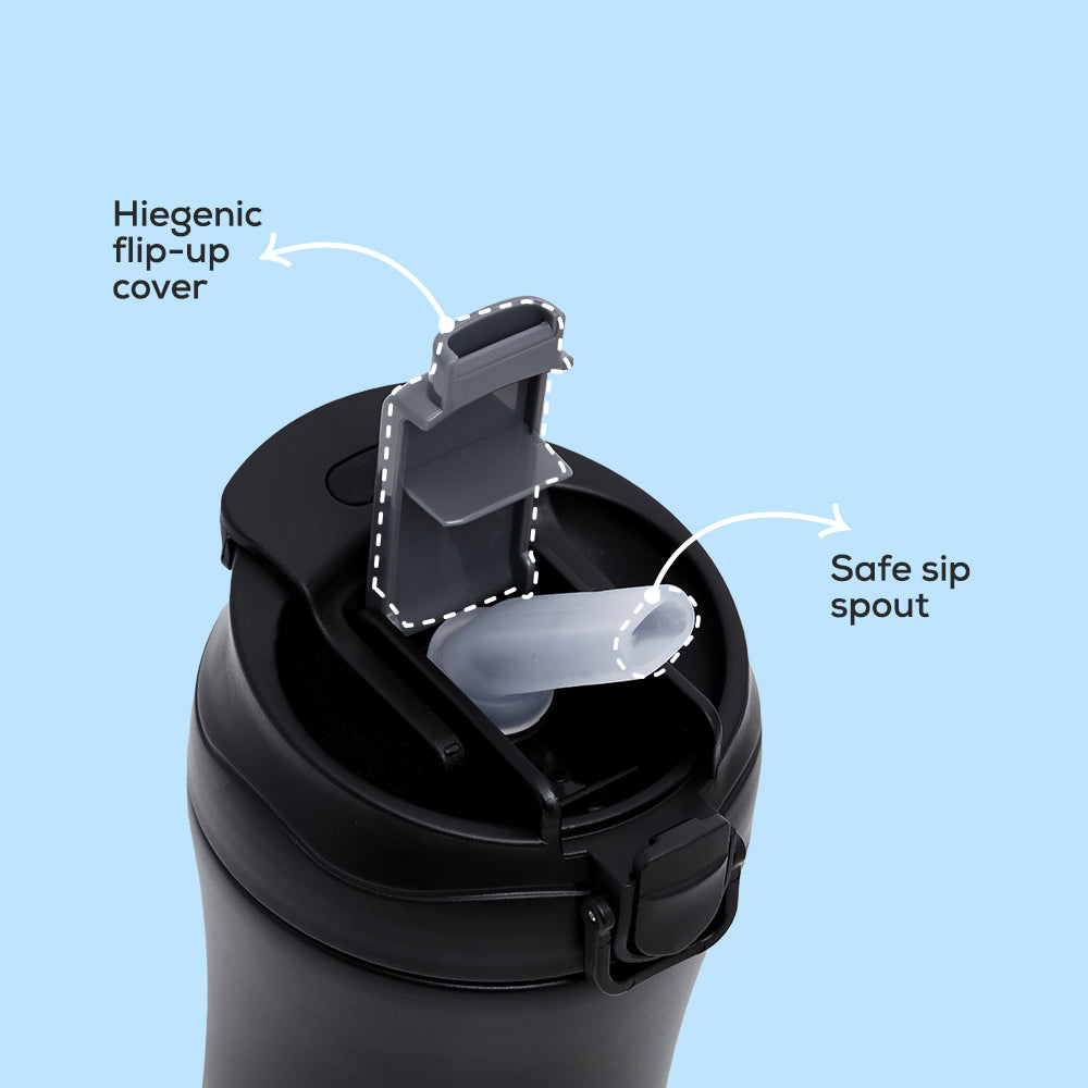 EAZY KIDS Insulated Tumbler Water Bottle - Black, 400ml