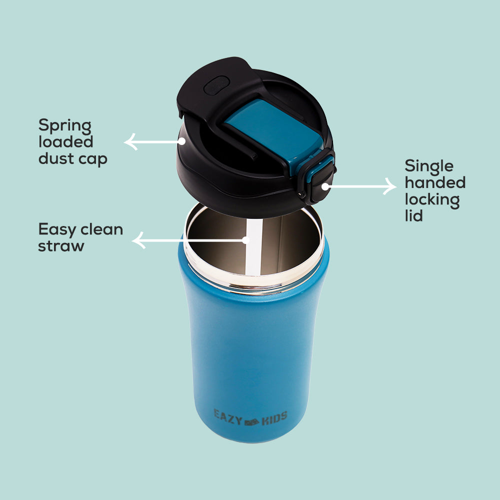 EAZY KIDS Insulated Tumbler Water Bottle - Blue, 400ml
