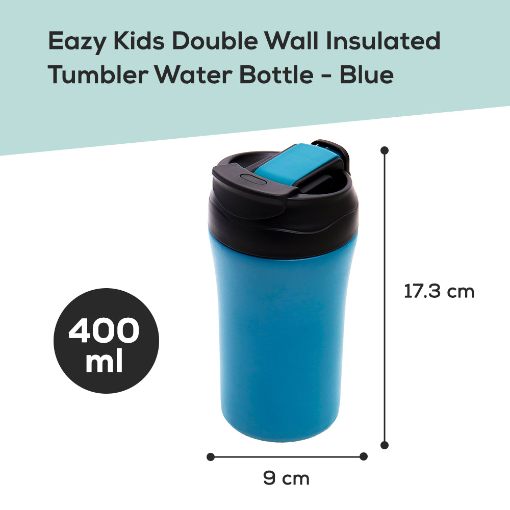 EAZY KIDS Insulated Tumbler Water Bottle - Blue, 400ml
