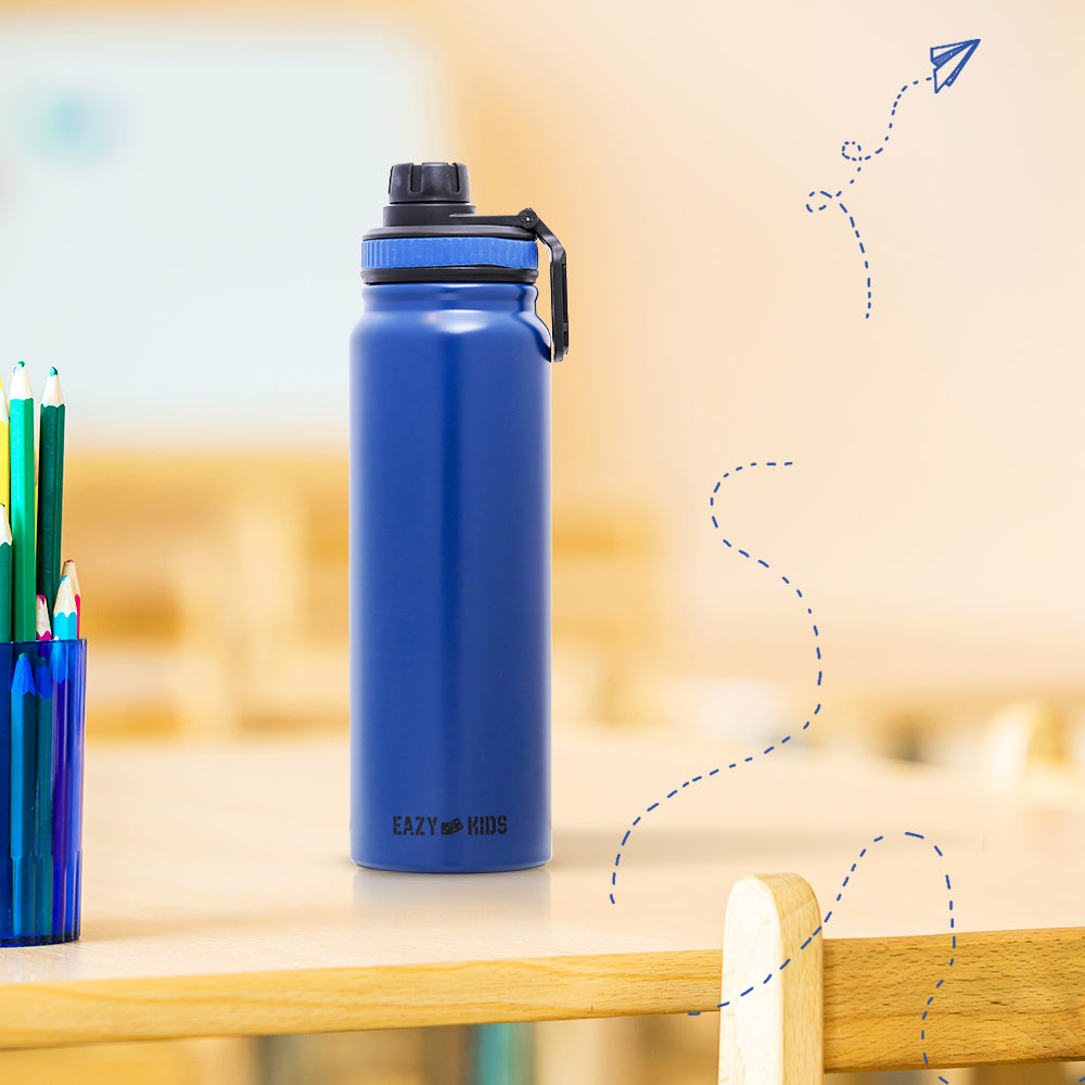 EAZY KIDS Insulated Tracking Water Bottle - Blue, 800ml