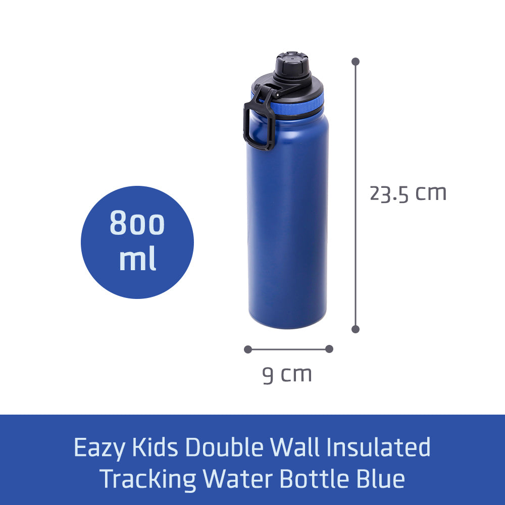 EAZY KIDS Insulated Tracking Water Bottle - Blue, 800ml