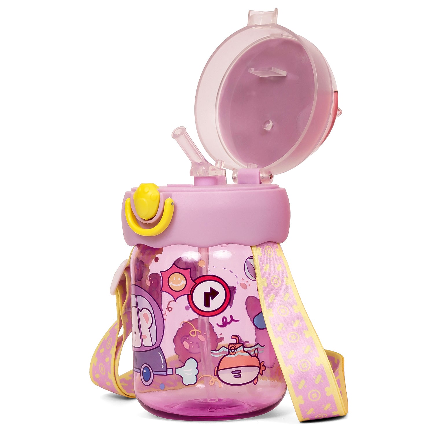 EAZY KIDS Water Bottle 580ml wt straw - Purple