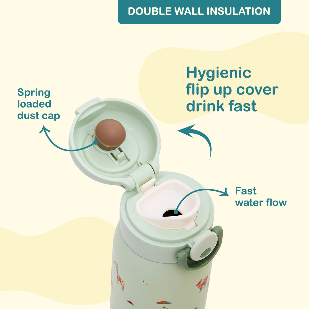 EAZY KIDS Insulated School Water Bottle - Green, 350ml