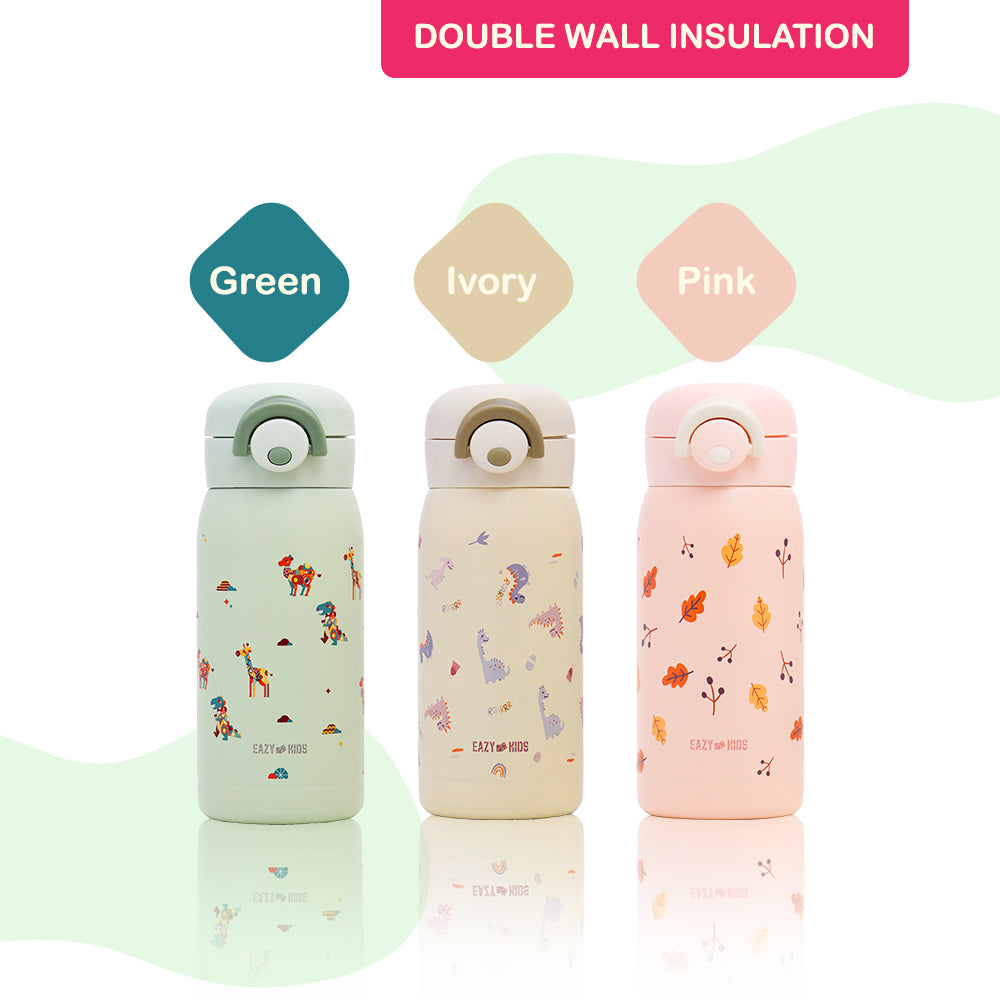 EAZY KIDS Insulated School Water Bottle - Ivory, 350ml