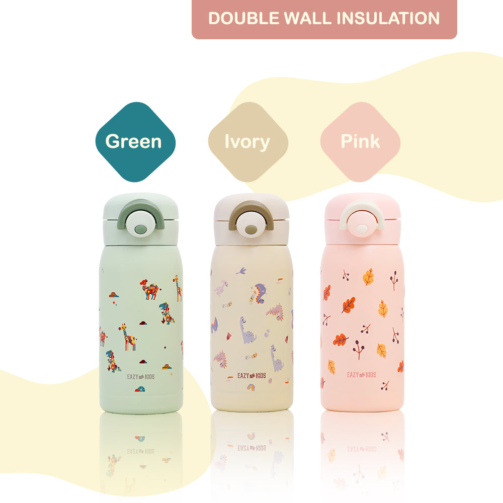 EAZY KIDS Insulated School Water Bottle - Pink, 350ml