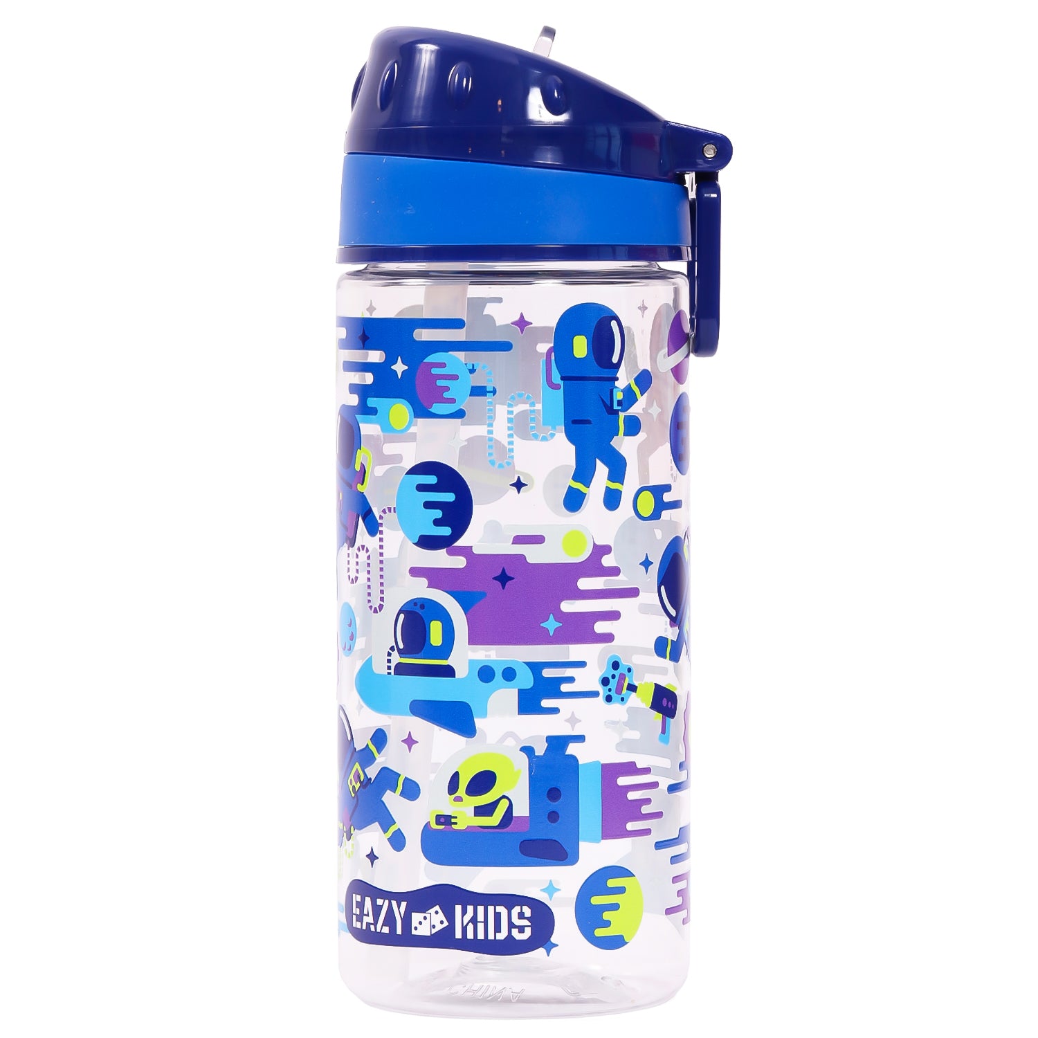 EAZY KIDS Tritan Water Bottle w/Carry handle, Astronauts - Blue, 420ml