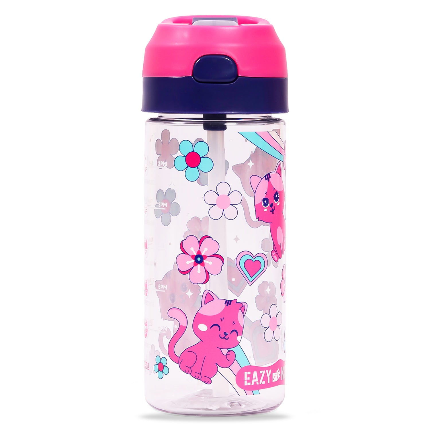EAZY KIDS Tritan Water Bottle w/Spray, Cat - Pink, 420ml
