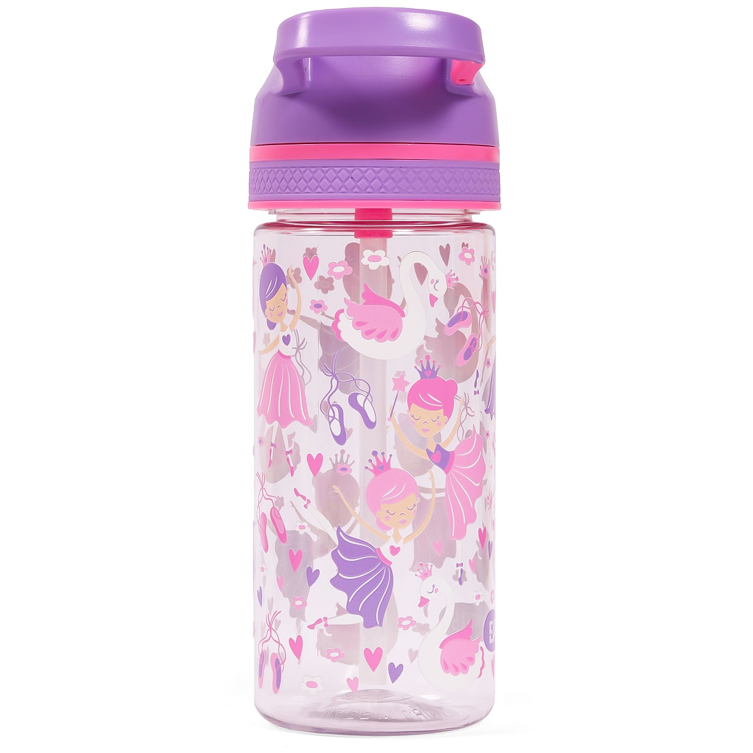 EAZY KIDS Tritan Water Bottle w/Lockable Push button and Carry Handle, Tropical - Purple, 420ml